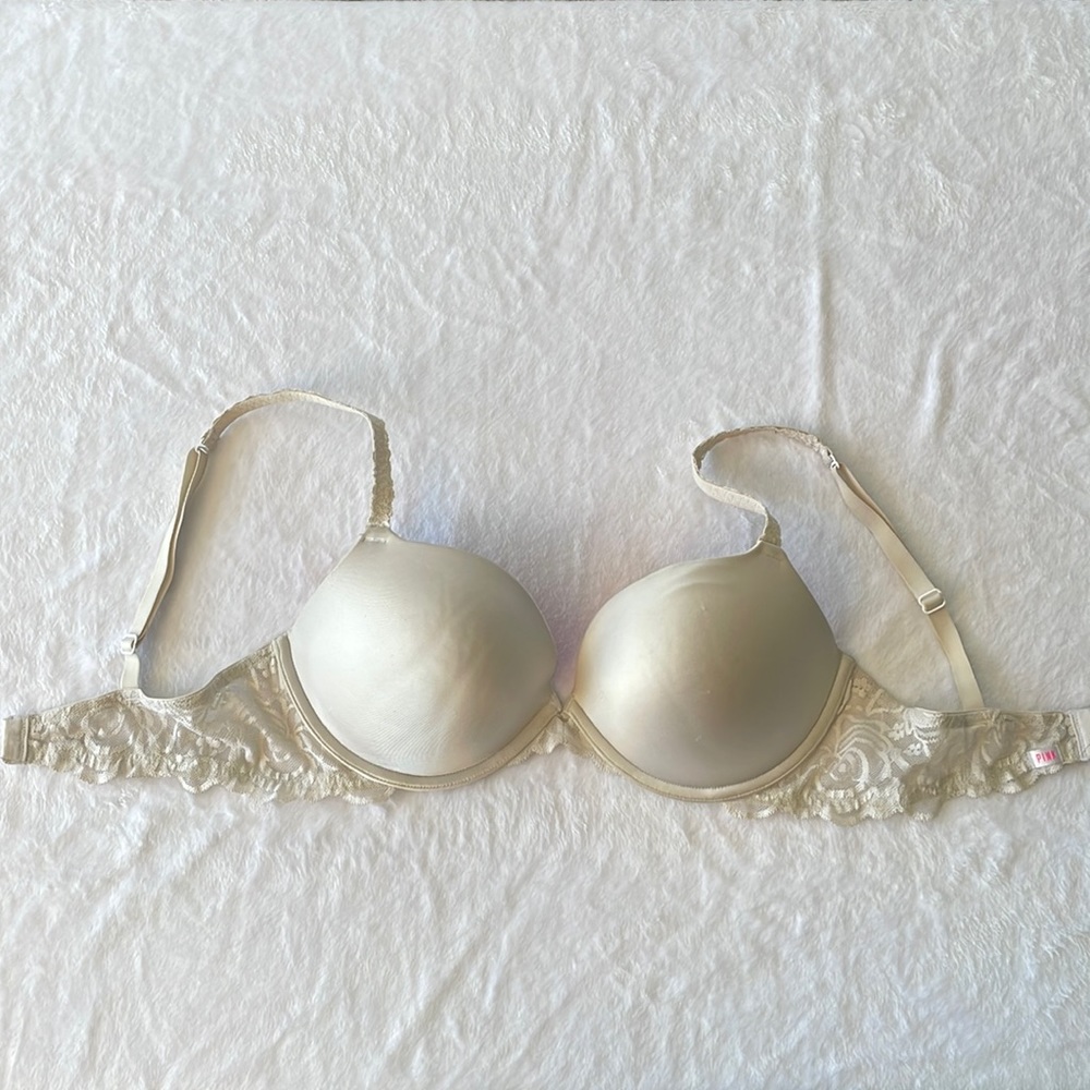 Victorias Secret PINK white lace bra.
